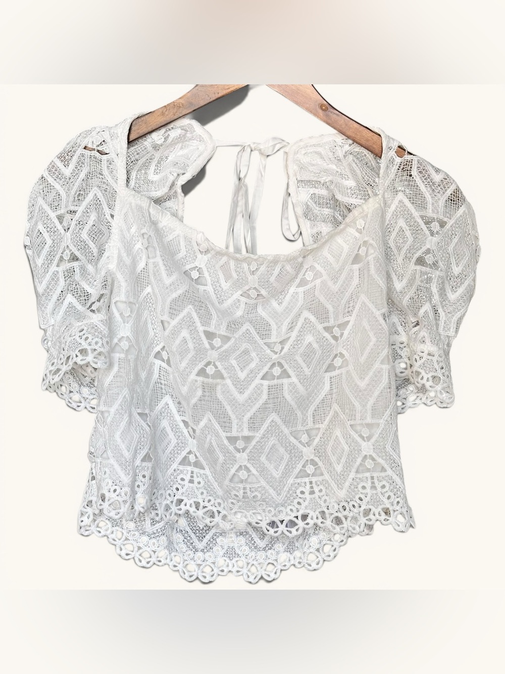NWT IRO Paris White Lace Crochet Peasant Blouse S40